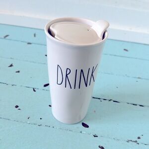 Rae Dunn DRINK Travel Mug Artisan Collection Ceramic w/lid Hot Drink 12 …